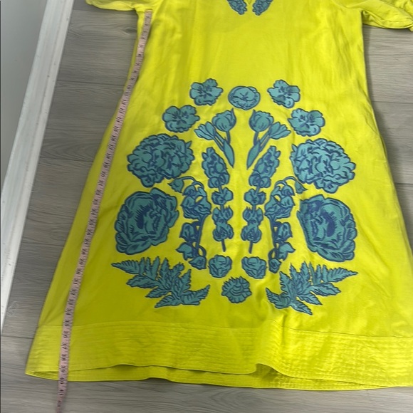 Vibrant Lime and Teal Floral Midi Dress - Picture 7 of 7